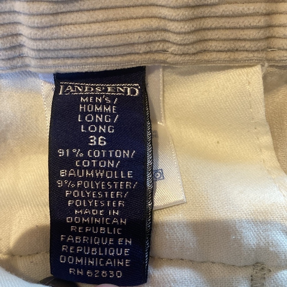 Lands End Cream Corduroy Cord Pants Trousers Size W36 x L29 - Picture 2 of 7